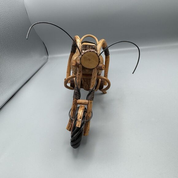 Vtg Wooden Motorcycle Chopper Folk Art Tamarind Wood Vines Woodsy Decor 15" L - Picture 3 of 16